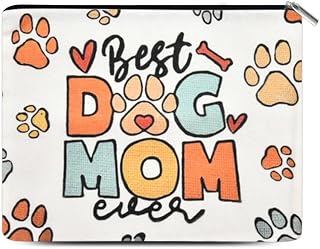 Best Dog Mom Ever Makeup Bag Dog Lover Gift Birthday Christmas Gift Pet Owner Organizer Cosmetic Bag Dog Pet Paw Travel Toiletry Bag Zipper Cosmetic Makeup Pouch