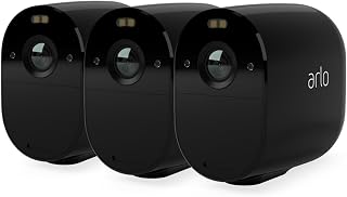 Arlo Essential Security Camera Outdoor, 1080p HD, Wireless CCTV, 3 Cam Kit, No Hub Needed, Colour Night Vision, 2-Way Audio, 6-Month Battery, Free Trial of Arlo Secure Plan, Black