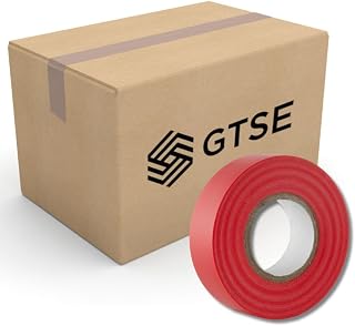GTSE Red Electrical Tape, 19mm x 20m, Bulk Box of 50 Rolls, Strong Self-Adhesive PVC Insulation Tape for Insulating, Repairing and Protecting Electrical