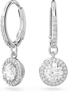 Swarovski Una Pierced Drop Earrings, White Swarovski Crystals on a Rhodium Finish Setting, Part of the Swarovski Una Collection
