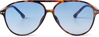 Trendy Blue Aviator Sunglasses for Women Tortoise Shell Sunglasses