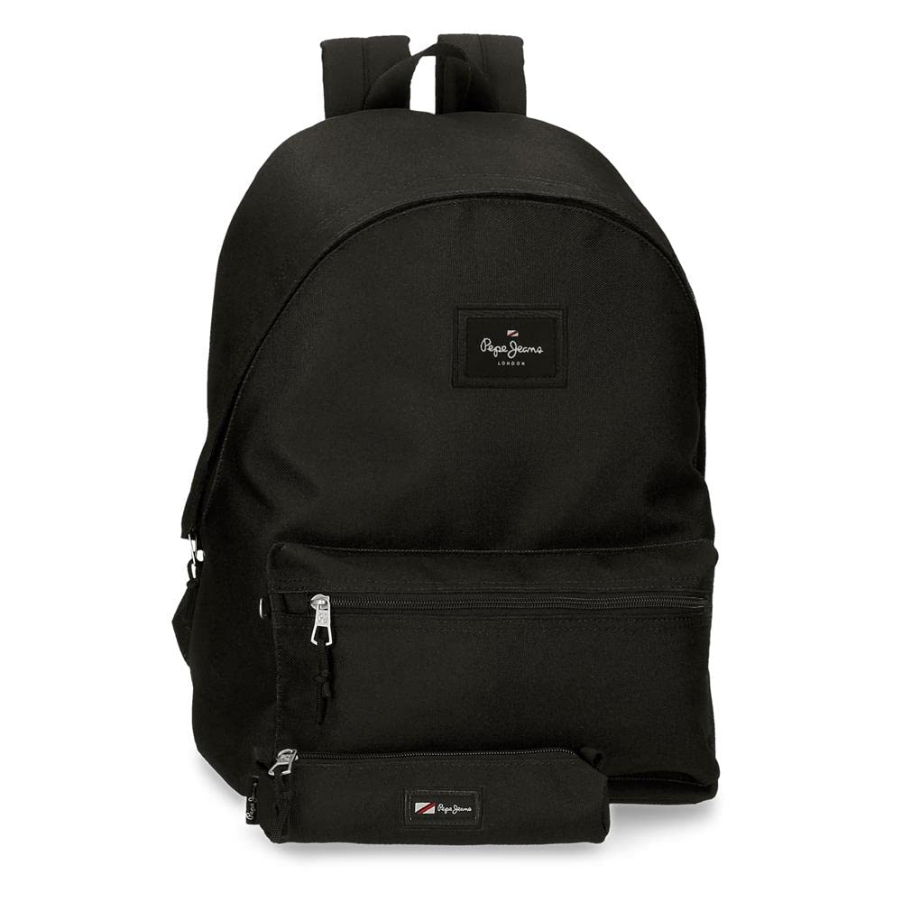 Pepe Jeans Aris Laptop Backpack 15,6" + School Pencil Case Black 31x44x17,5 cms 