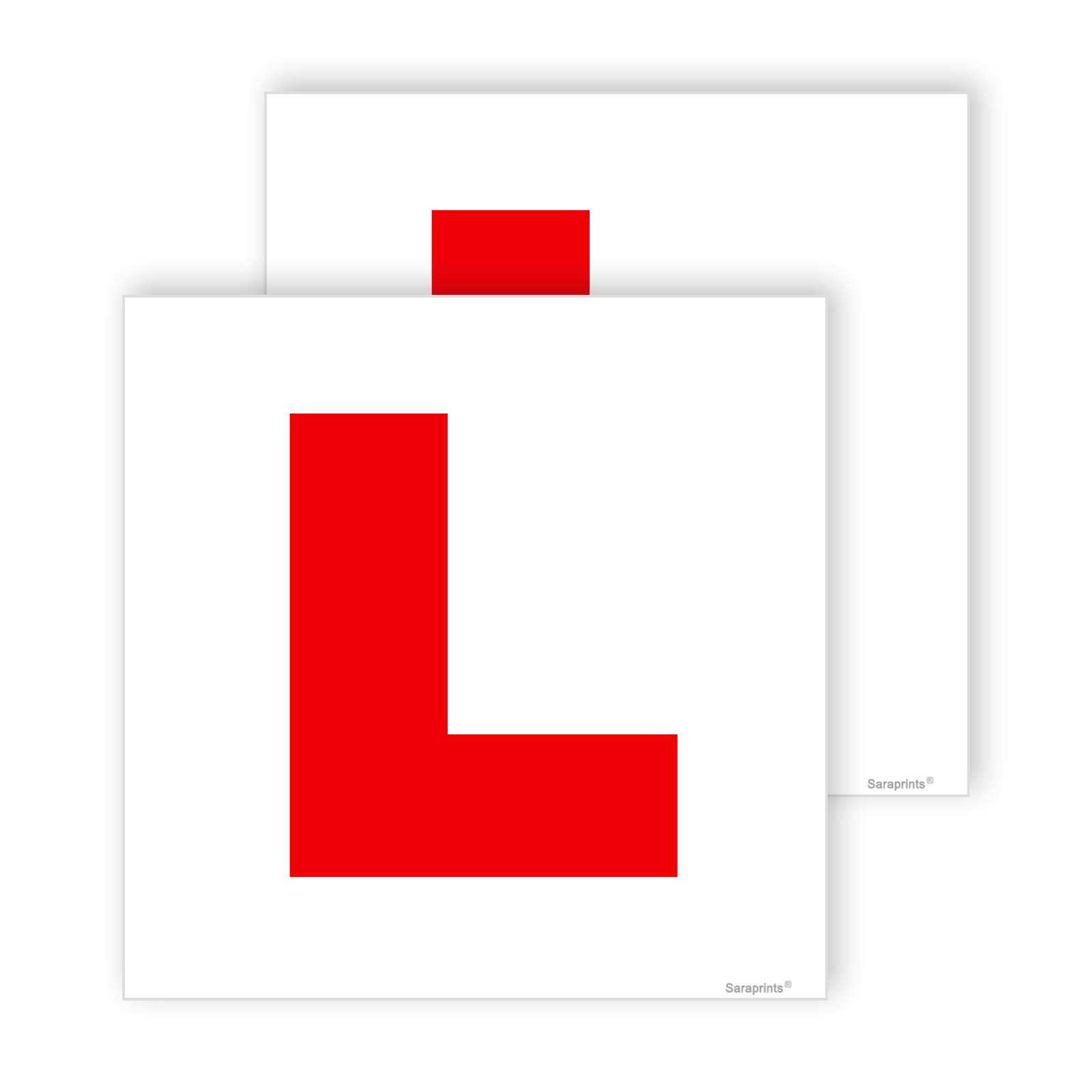Pack of 2 L Plates Sticker (180 x 180 mm) L Plates for Car Self Adhesive Waterpr