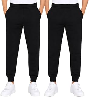 NIYS Kids Boys & Girls Fleece Cuffed Hem Tracksuit Jogging Bottoms, Soft School Uniform Drawstring Sweatpants, Elastic Waist Activewear Trousers