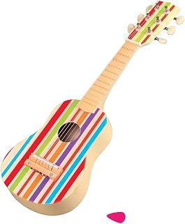 SOKA Wooden Guitar Musical Instrument Pretend Play Music Toy Interactive Role Play Game Early Developmental Gift for Children Toddler Kids Boys Girls Ages 3 year old + (Multicolour, One-Size)