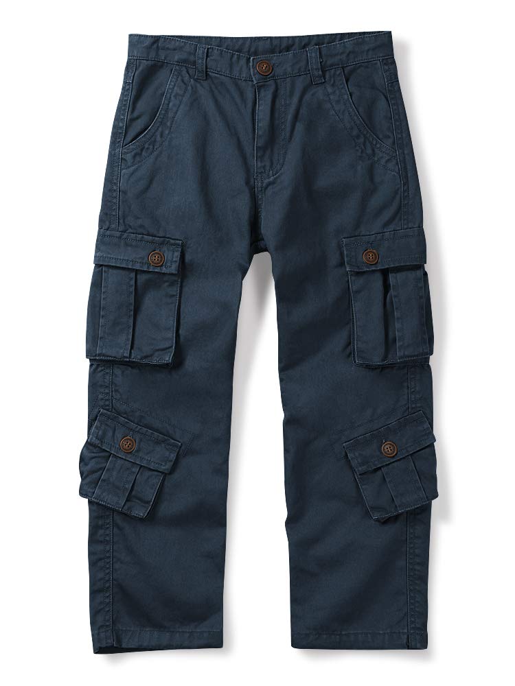 Aeslech Boys' Cargo Trousers, 8 Pockets Casual Outdoor Trip Hiking Pants