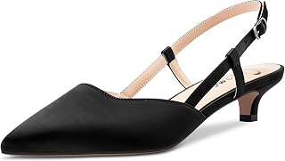 Castamere Low Kitten Heel Lace Toe Cap Pumps Women's Slingback Slip-on Sandals Wedding Office Shoes Party Dress 3.5 cm Heels