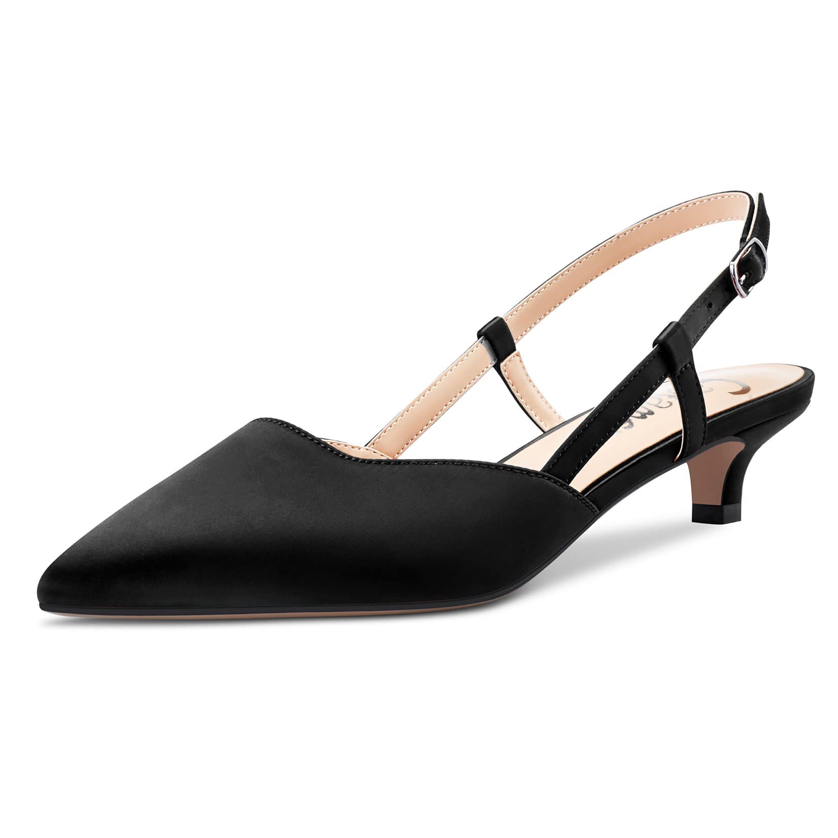 Castamere Low Kitten Heel Lace Toe Cap Pumps Women's Slingback Slip-on Sandals W