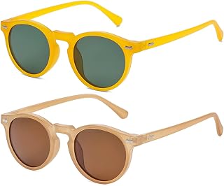 Vintage Polarized Round Sunglasses for Men Women UV400 Protection