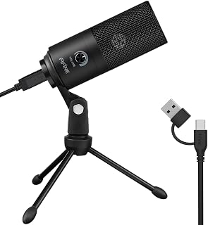FIFINE K669B USB Condenser Recording Microphone | Metal Recording Mic for Laptop, Mac, Windows. Cardioid Studio Recording Vocals, Voice Overs, Streaming Broadcast, YouTube.