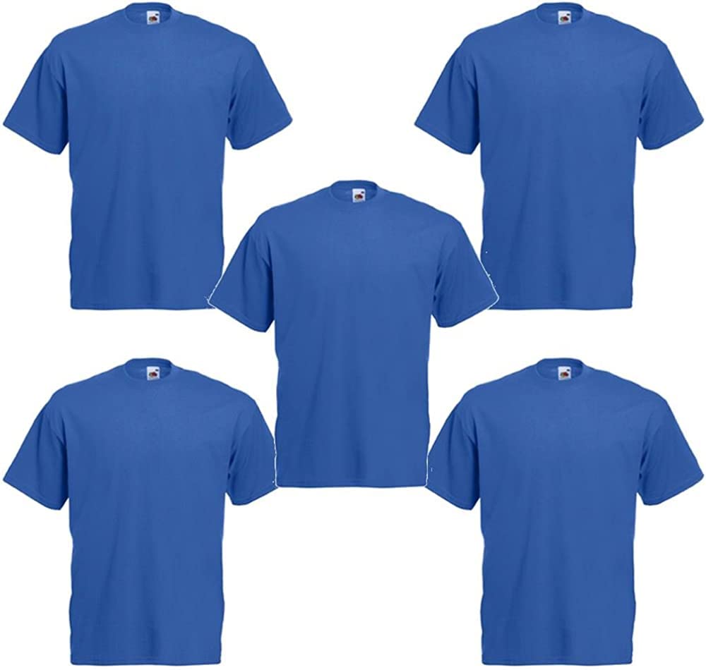 Fruit of The Loom Valueweight T Shirt 5 Pack – T-Shirt – Plain – Crew Neck – Sho
