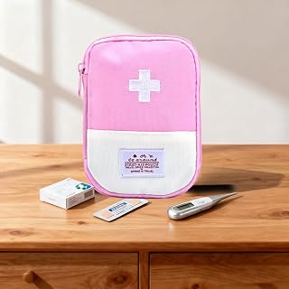 Medical Kit First Aid Bag Small Medicine Organizer Case Empty First Aid Bag for Women Men Travel Medicine Storage Pouch for Birthday Christmas Gifts Portable Pink Medical Case Travel Accessories