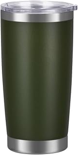20oz 550ml Travel Insulated Tumbler with Lid,Stainless Steel Double Wall Insulated Thermal Coffee Cup Flask Travel Mug for Hot & Cold Drinks, Fits Car Cup Holder (Army Green)