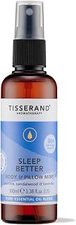 Tisserand Sleep Better Body & Pillow Mist - 100ml | Lavender, Sandalwood, Jasmine Essential Oil Blend, 100% Natural Pure Essential Oils, Uncompromising Quality, Certified Vegan