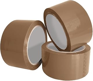 ARVO Brown Packing Tape 3 Rolls with Low Noise (48mm x 60m) - Durable Parcel Tape for Packing Boxes, Secure Packaging for Moving House