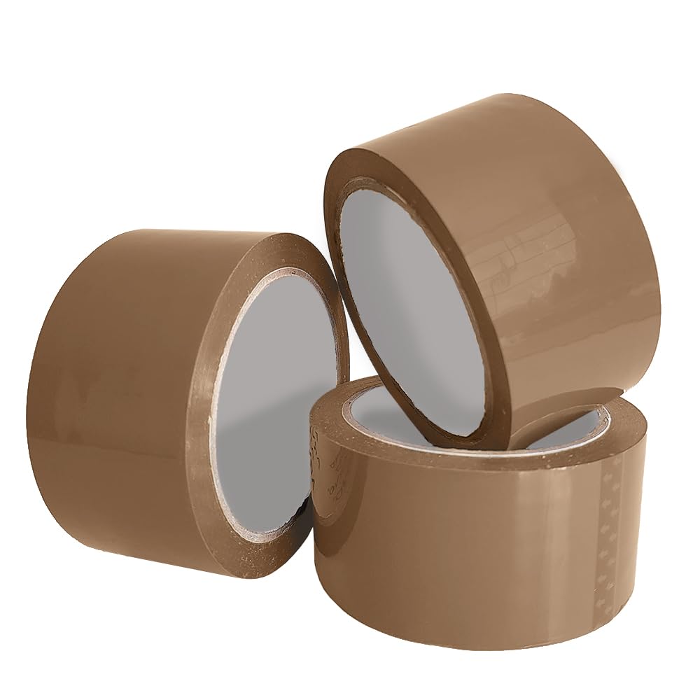 ARVO Brown Packing Tape 3 Rolls with Low Noise (48mm x 60m) - Durable Parcel Tap