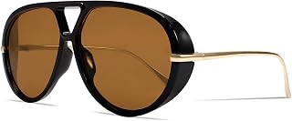 GUVIVI Retro Gold Aviator Sunglasses for Women Men Oversized 70s Glasses
