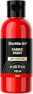 Shuttle Art Red Fabric Paint, 4 oz(118 ml) Fabric Paint for Clothes Permanent, Non-Toxic Textile Paint for DIY Arts &amp; Crafts, T-Shirts, Shoes, Jeans, Ideal for Base Coverage, Blending &amp; Detailing
