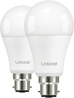 Linkind Bayonet Light Bulb 100w Equivalent,Daylight White 5000K, 13.7W 1600lm Super Bright B22d LED Bulbs,BC GLS Energy Saving Bulbs, Non-Dimmable, 2 Pack