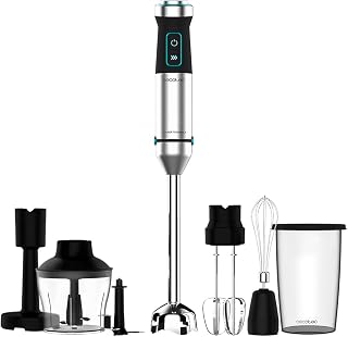 Cecotec Power TitanBlack 1500 XL PerfectCream&Crush Hand Blender, 1500 W, CrossBlades Technology with 4-Blade Blades, XL Foot, Includes Chopper, Whisk Sticks and Masher