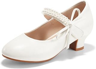 Haloumoning Mary Jane - Scarpe eleganti da bambina, con fiocco e perle