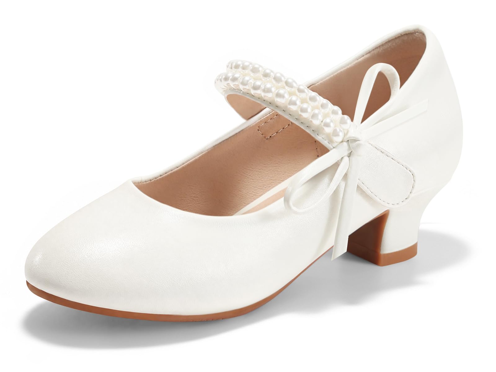 Haloumoning Mary Jane - Scarpe eleganti da bambina, con fiocco e perle