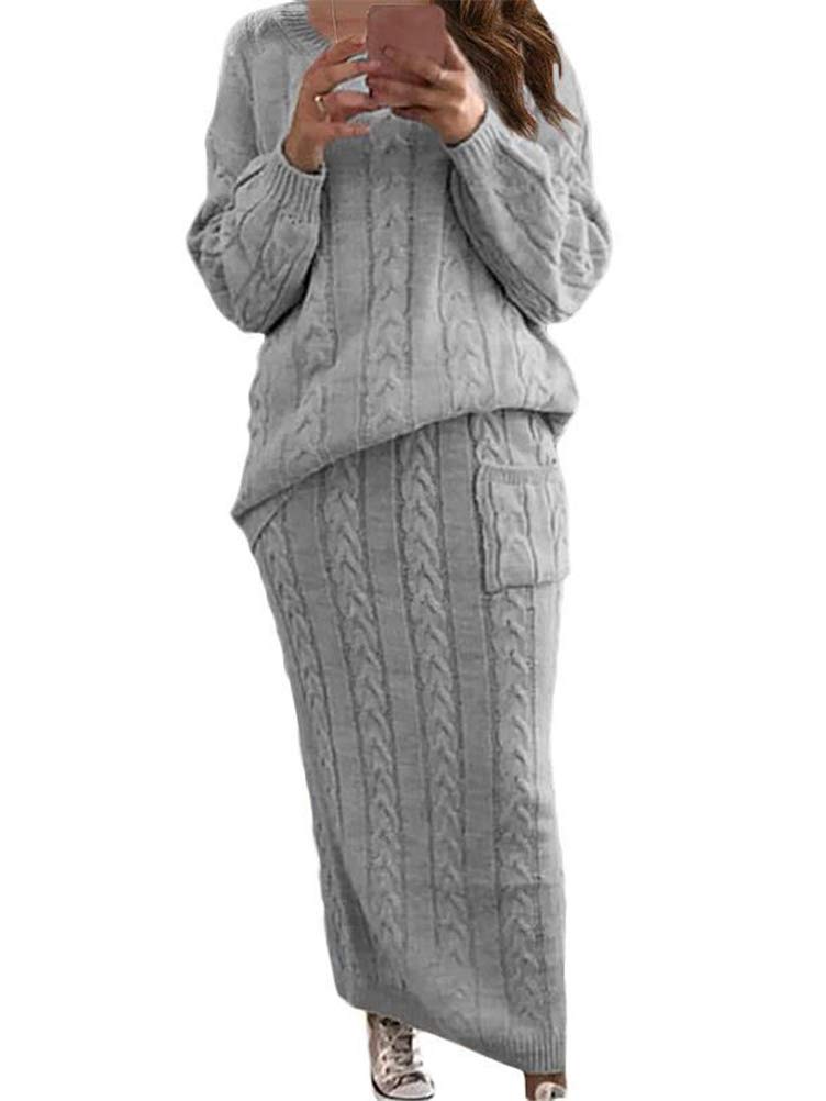 ORANDESIGNE Women's Turtleneck Dress Set 2 Pieces Winter Clothes Sweater and Ski