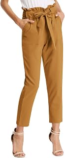 GRACE KARIN Women's Elegant High Waist Cropped Length Trousers 9/10 with Decorated Bow