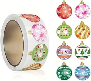 1 roll of 500 pieces Christmas stickers, suitable for sealing gift bags, ideal for holiday party decorations, gift boxes, Christmas decoration, as well as decorating envelopes or cards