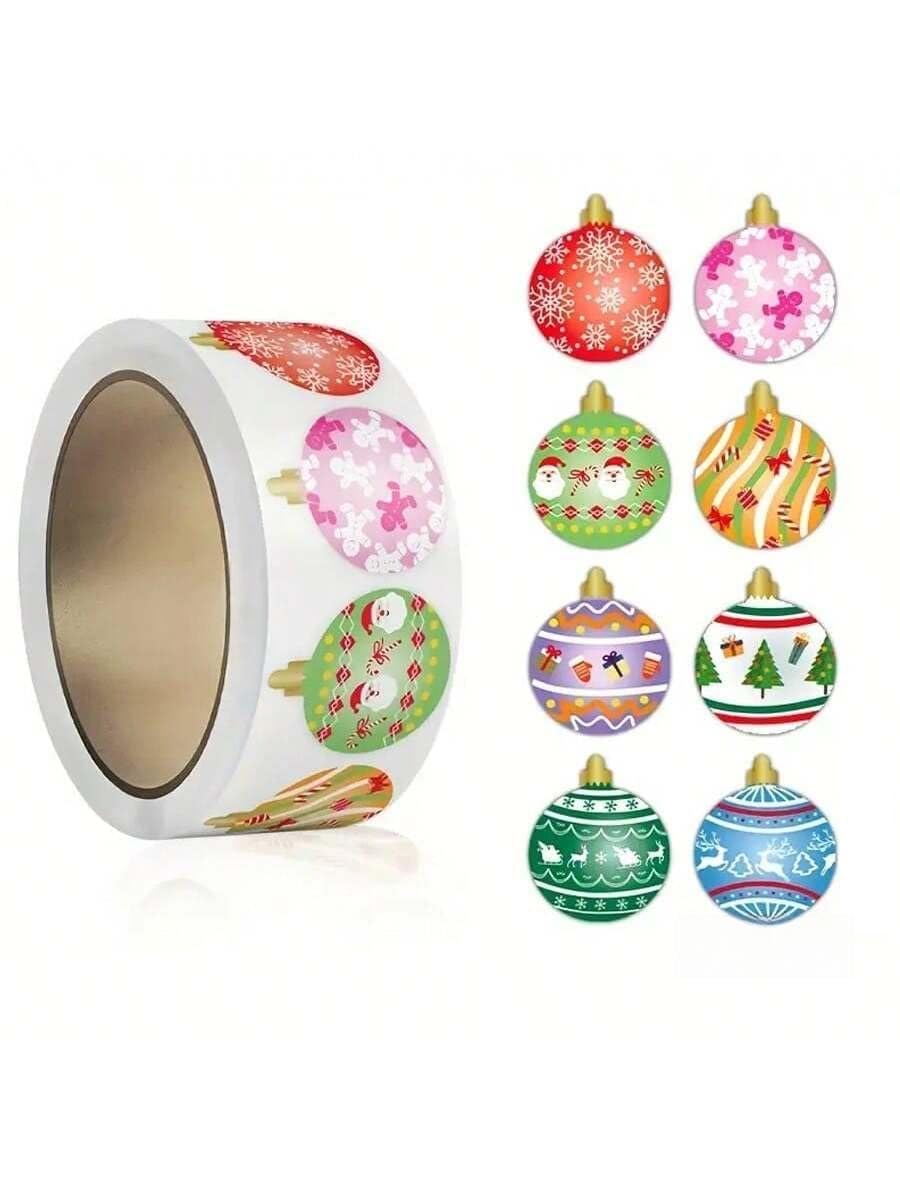 1 roll of 500 pieces Christmas stickers, suitable for sealing gift bags, ideal f