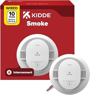 Kidde Smoke Detector, Hardwired & 10-Year Battery Backup, 20SA10, 1 Pack | Wired Interconnect, No Battery Replacement or Low Battery Chirps, LED Status Lights, Ideal for Homes & Apartments