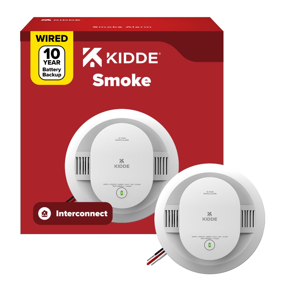 Kidde Smoke Detector, Hardwired & 10-Year Battery Backup, 20SA10, 1 Pack | Wired
