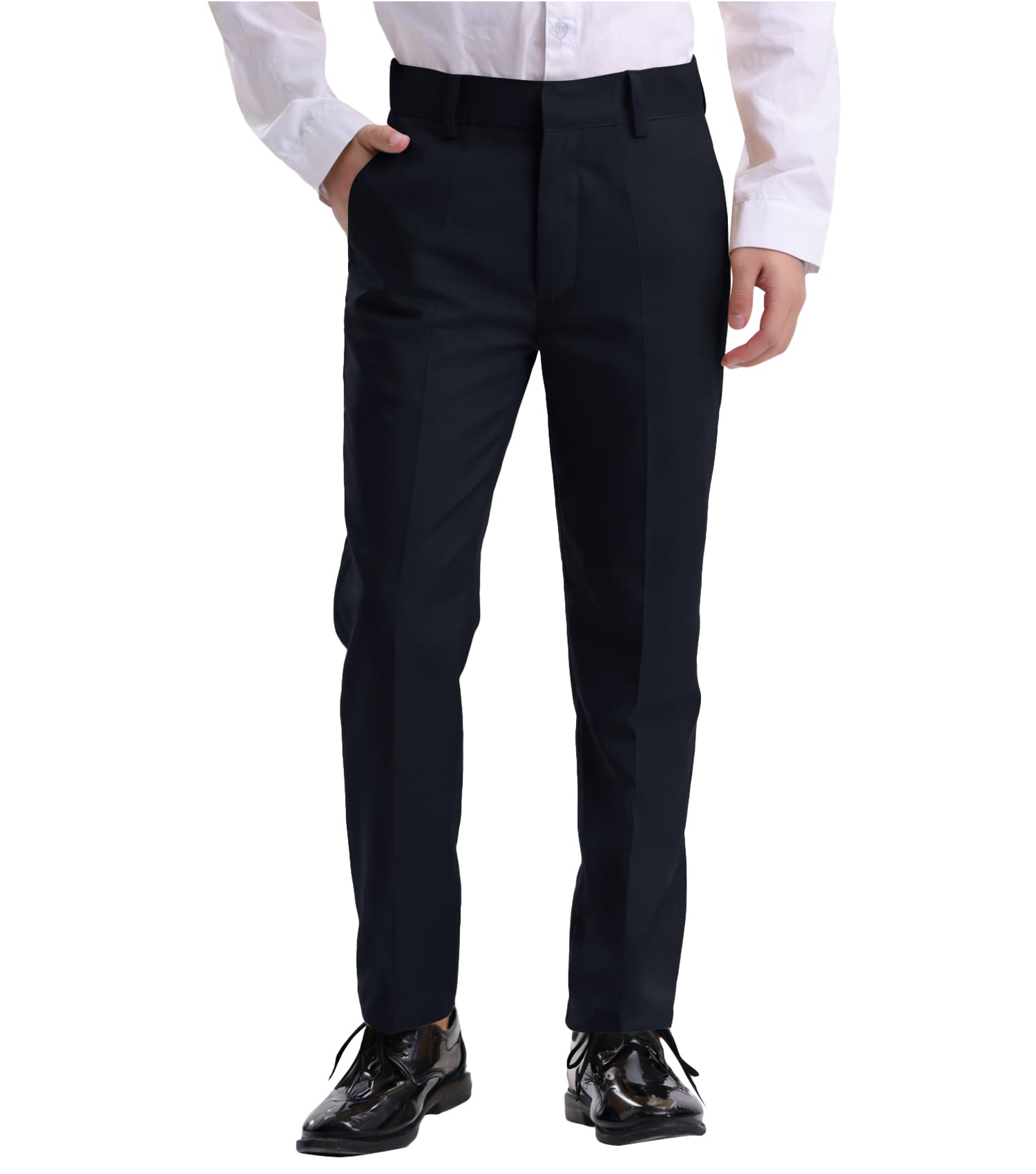 Pantalones de vestir para niños con cintura ajustable, pantalones de uniforme fr