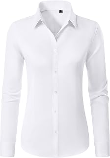 Button Down Shirts for Women Stain Shield Dress Shirt Wrinkle Free Classic Fit Long Sleeve Casual Business Work Blouse