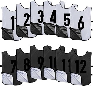 Saaifuu 12 Pack Reversible Numbered Pinnies, Double Sided Scrimmage Vest,Team Practice Jerseys for Kids and Adult