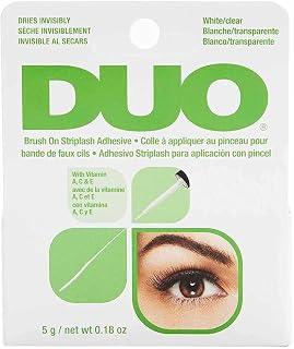 DUO Brush-On Clear Lash Glue –Waterproof Strip Lash Adhesive with Vitamins A, C & E, Long Lasting Eyelash Glue, 0.18 oz, 1 Pack