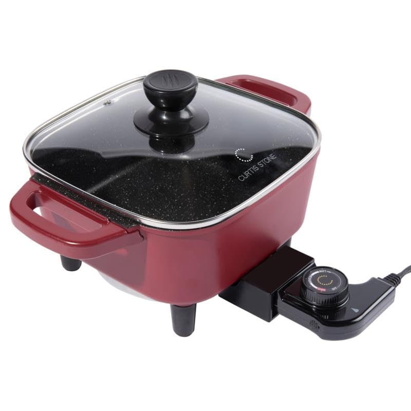 Curtis Stone 8'' Non Stick Square Electric Skillet (Renewed)
