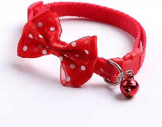 Trendy Adjustable Pet Collar Durable Pet Bow Collar for Small Cat Dog (Red)