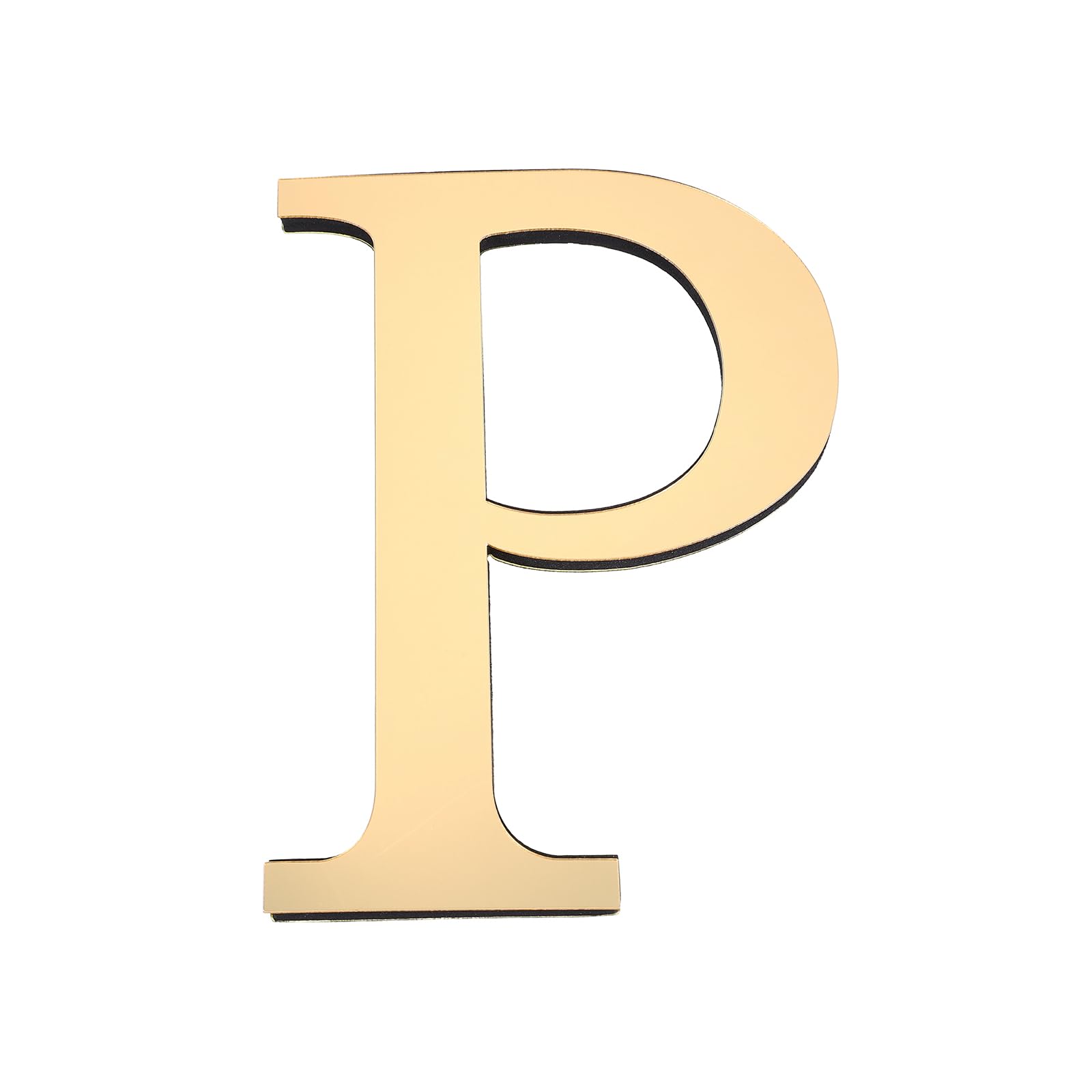 PATIKIL 7.87 Inch 3D Alphabet Mirror Wall Stickers Letter P Light Gold