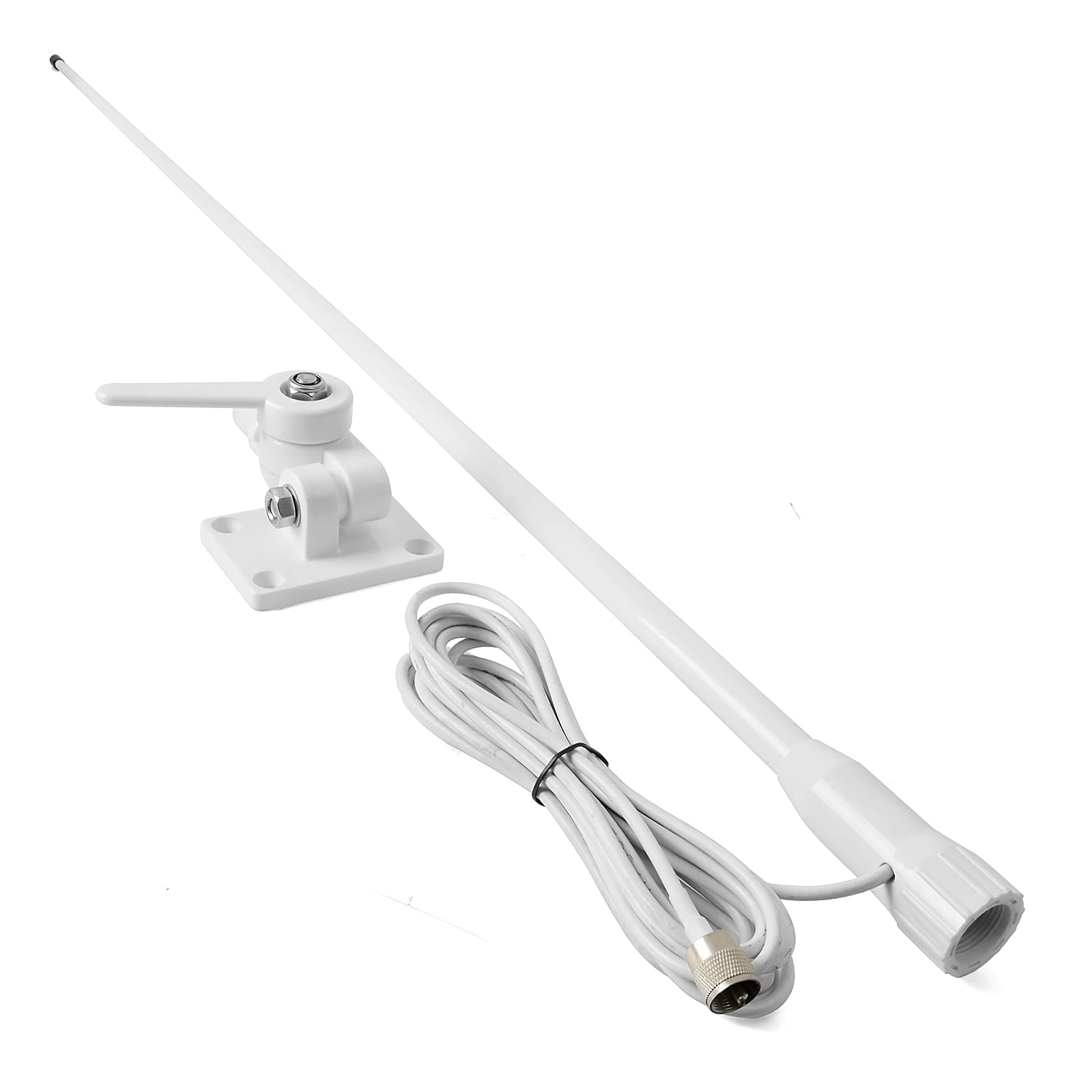 UAYESOK VHF Marine Base Antenna 48 Inch Fiberglass Boat Antenna | Waterproof, 7m