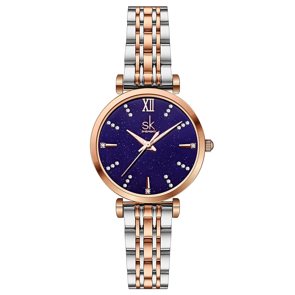 SK Classic Women Watches Fashion Ladies Dress Watch Solid Stainless Steel Band G