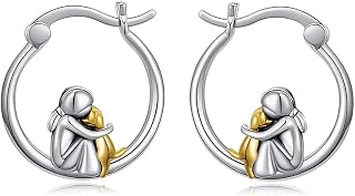 Creative Double Tone Female Dog Hoop Earrings Fashion Jewelry