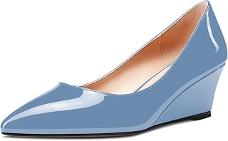 Aachcol Women's Wedge Esparto Mid Heel Pointed Toe Pumps Slip-on Wedding Party Shoes 5 CM
