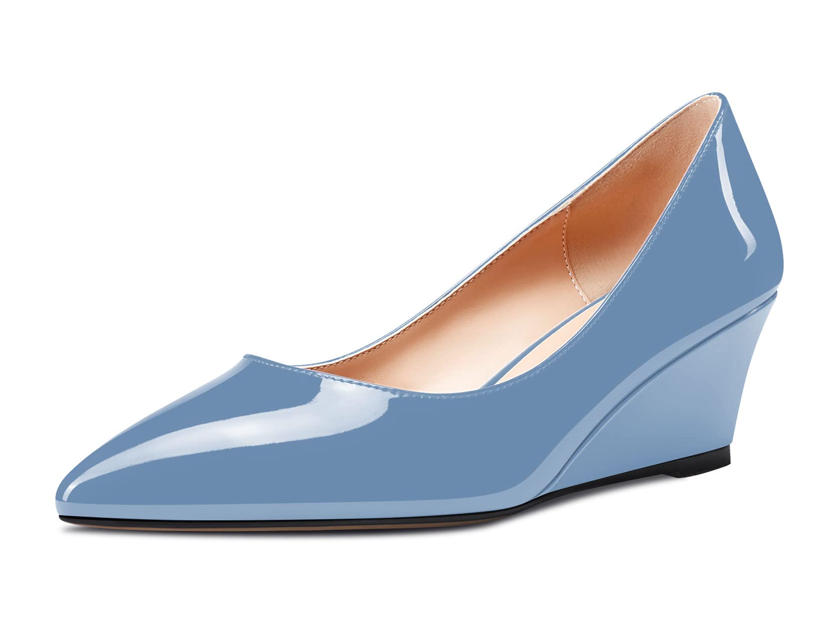 Aachcol Women's Wedge Esparto Mid Heel Pointed Toe Pumps Slip-on Wedding Party S