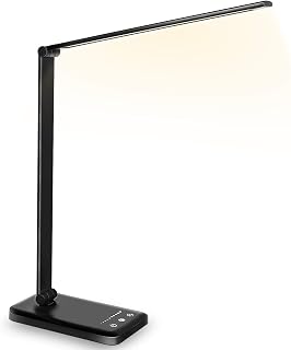 SLATOR Desk lamp,Eye-caring Aluminium Dimmable Bedside lamp with USB Charging Port, 5 Light Modes x 10 Brightness Levels,Touch Control, for Home,Office,Bedroom,Reading,Work,Study, 5V, 1.2A