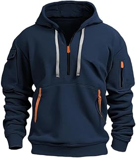 Men's Hoodie Sweatshirt with Zip Boys and Men Sweatshirt with Zip Multifunctional Pocket Sweatshirt with Hood Jogging Pullover