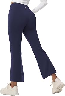 baleaf Fleece Lined Trousers Womens Thermal Flared Leggings Water Resistant Pants with Zip Pockets Winter Walking Hiking