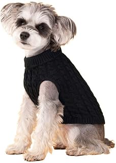 Generic Dog Knitted Sweater Wool Teddy Jacket Comfortable Winter Pet Vest Pet Knit Pullover Soft Cat Sweater Vest (M, Black)