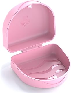 ARGOMAX Pink Magnetic Retainer Case and Denture Box for Aligners | Slim travel case with anti-slip interior, hard shell and ABS material for clear aligners, retainers, braces and night guards.
