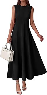 PRETTYGARDEN Maxi abiti estivi senza maniche girocollo per le donne 2026 elegante elegante semi formale una linea modesto abito da festa